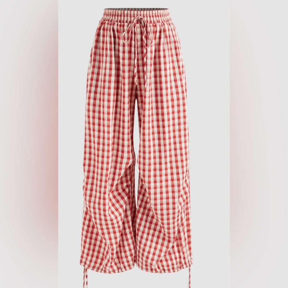 Cider Drawstring Red Checker Pants